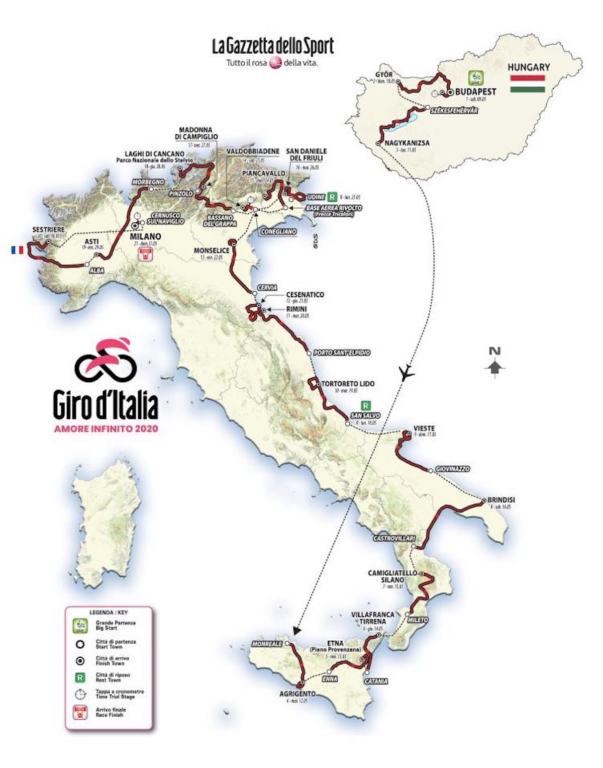percorso del Giro d'Italia 2020
