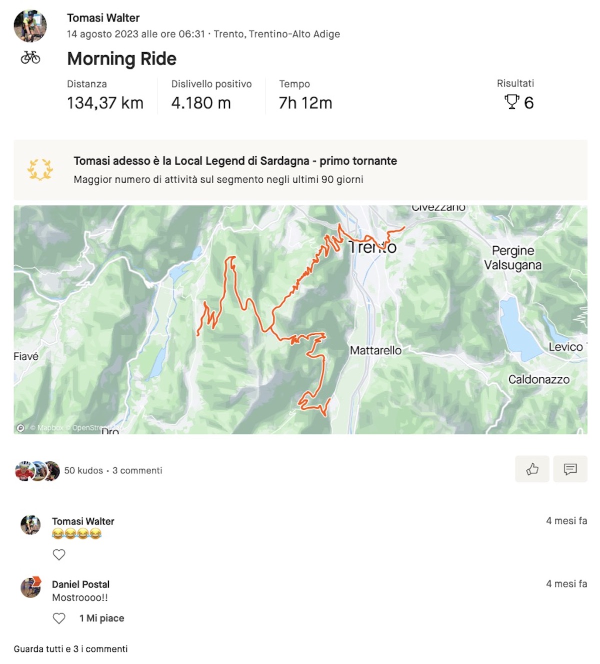 scala 151 volte il Bondone