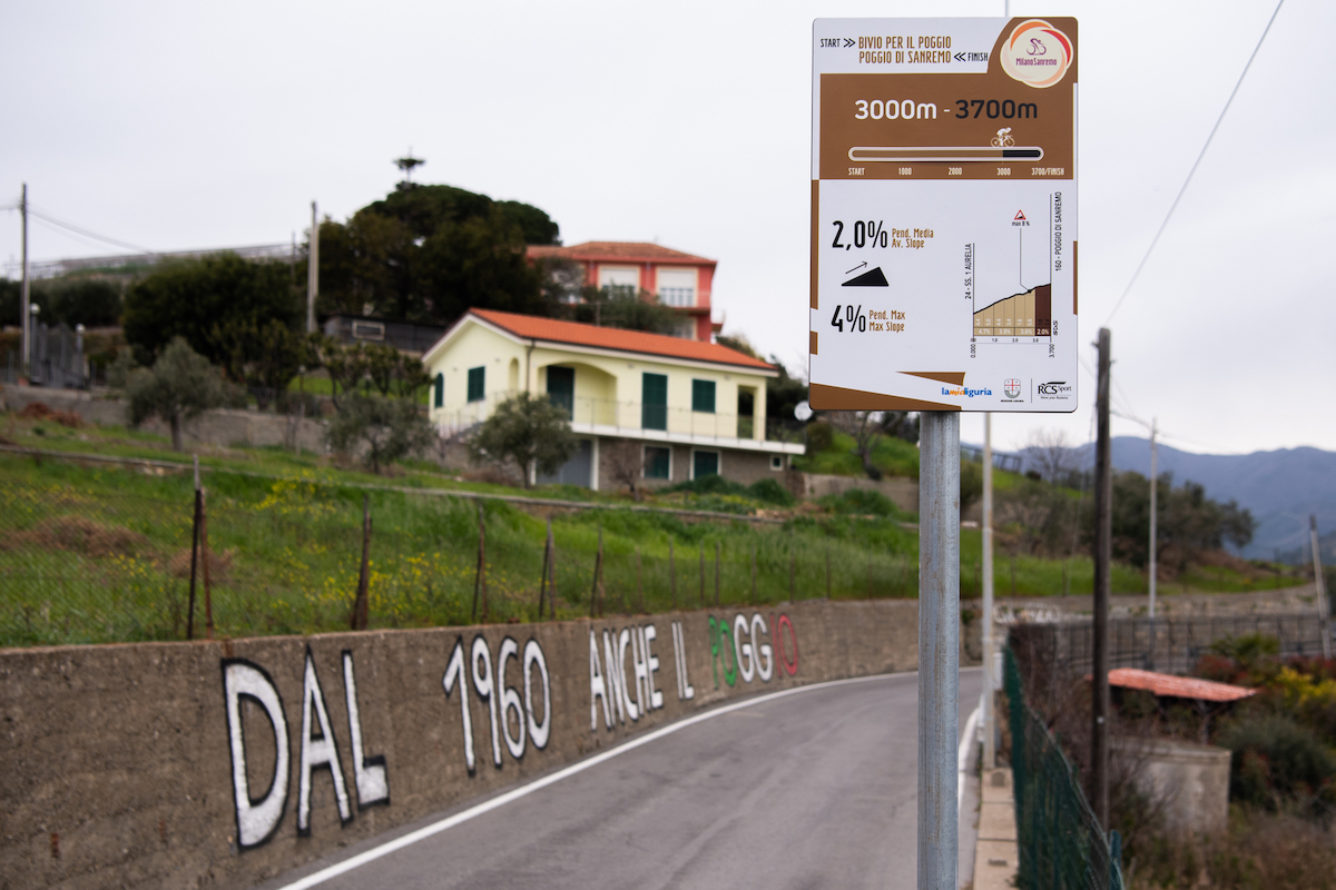 segnaletica permanente della Milano-Sanremo