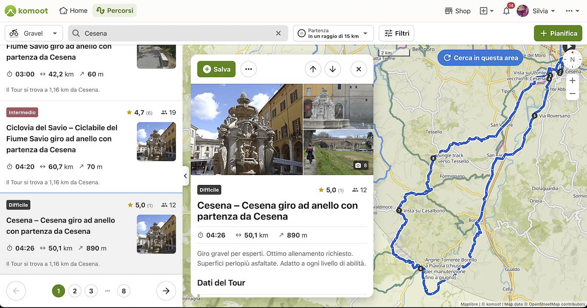 komoot schermata giri