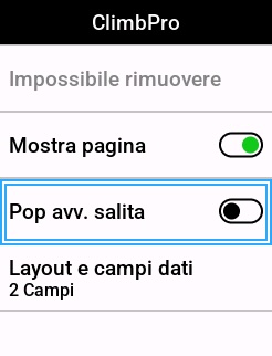 popup avviso salita