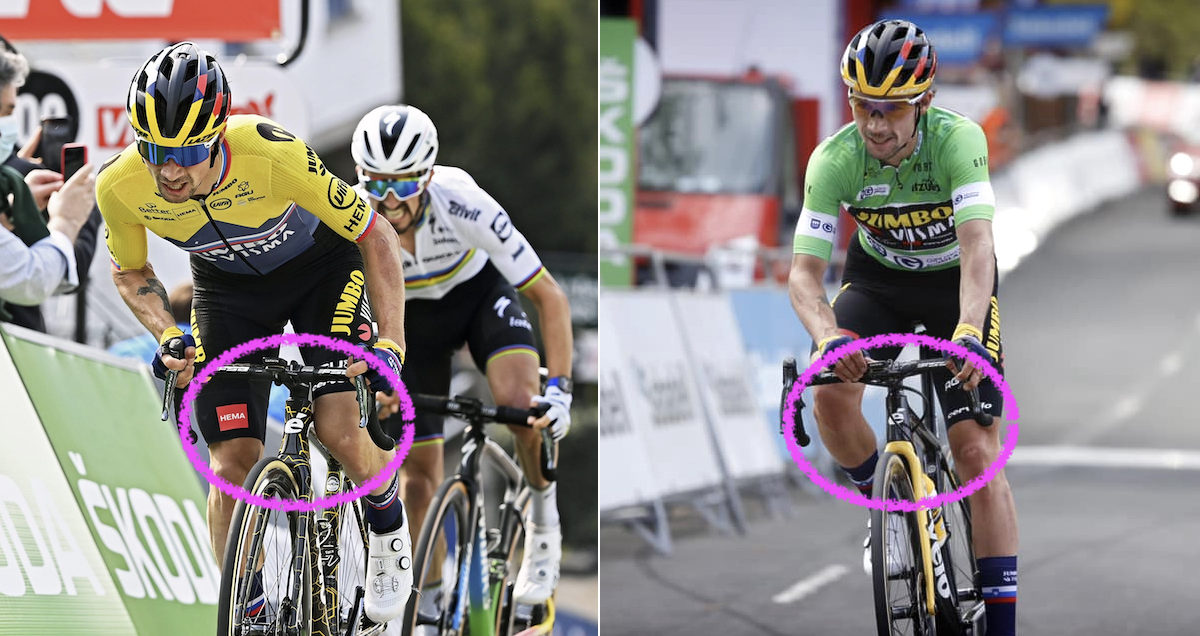la bici di Roglic alla Freccia