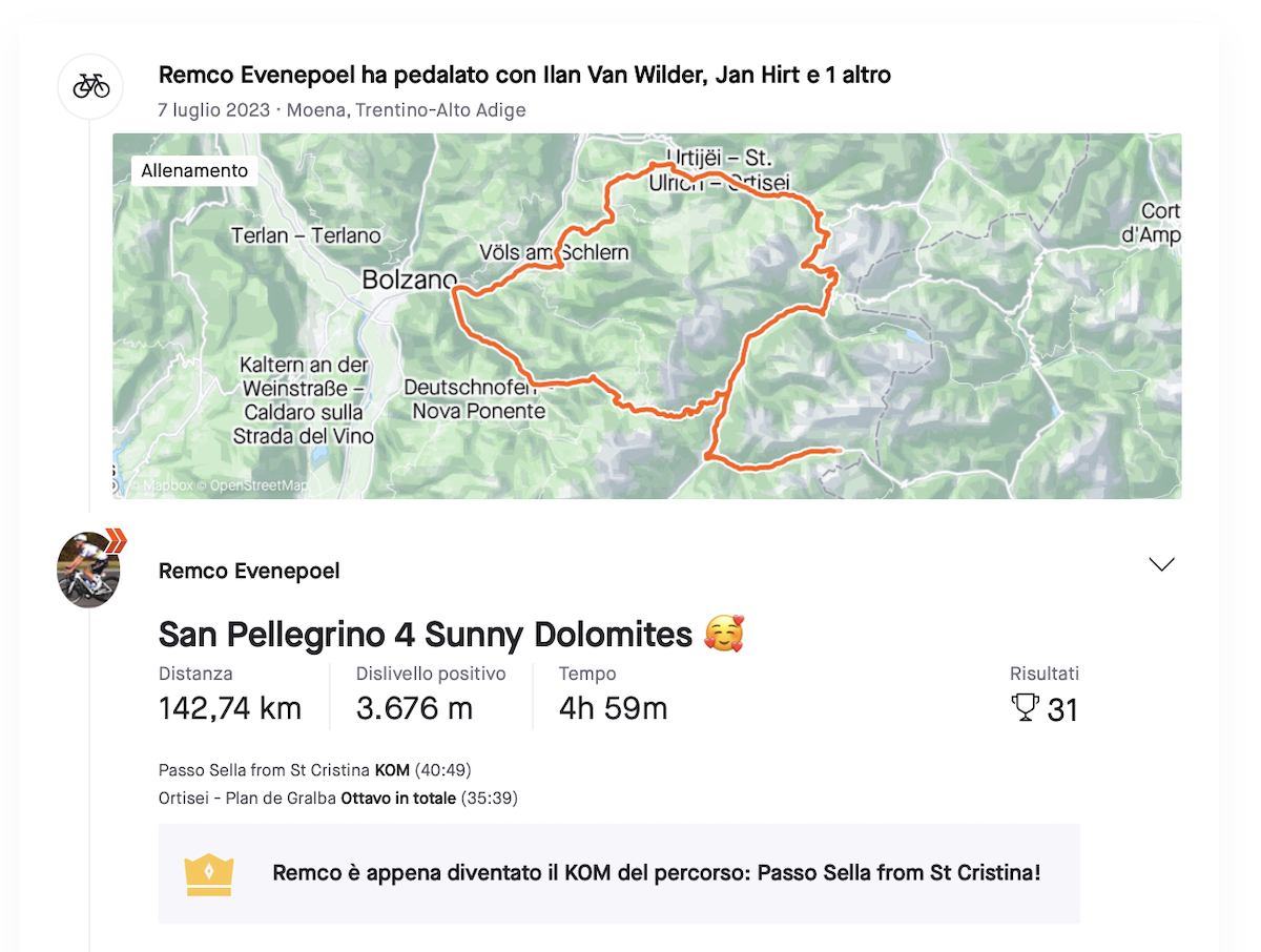 Evenepoel in Italia