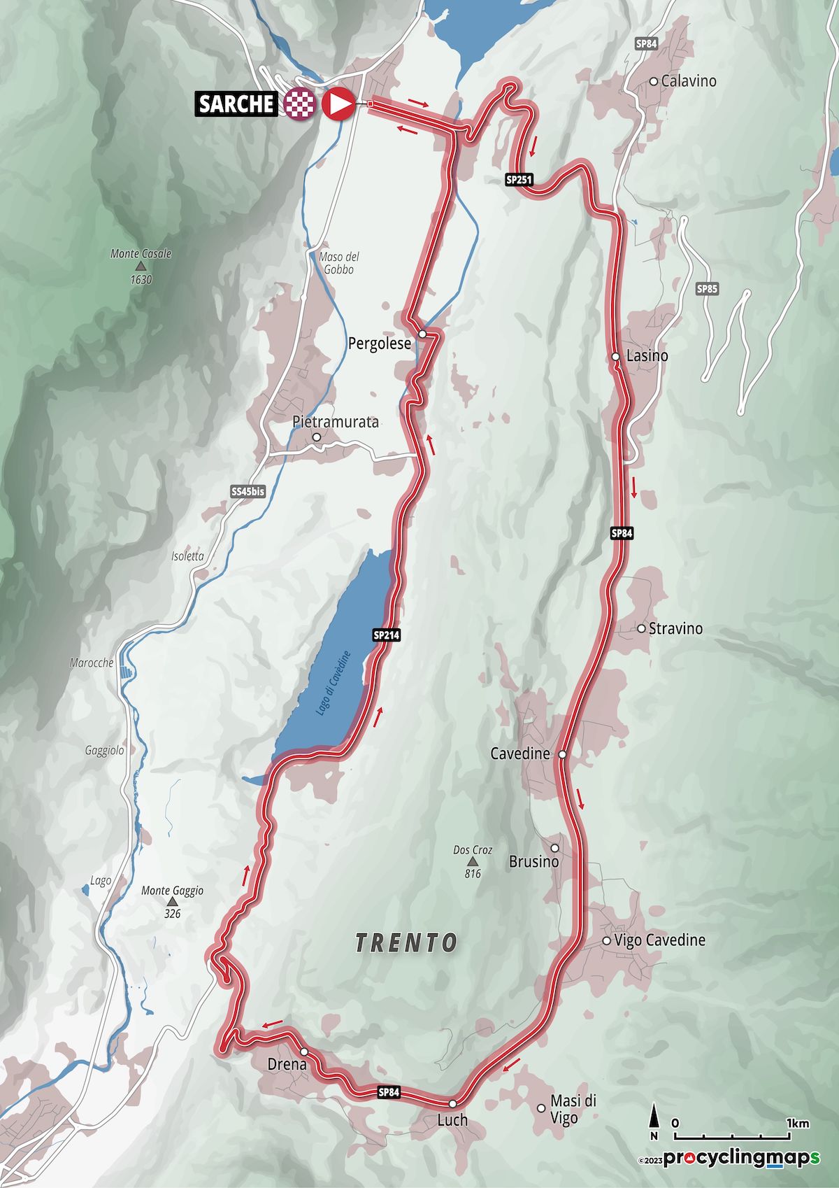 Altimetria e planimetria delle prove a cronometro