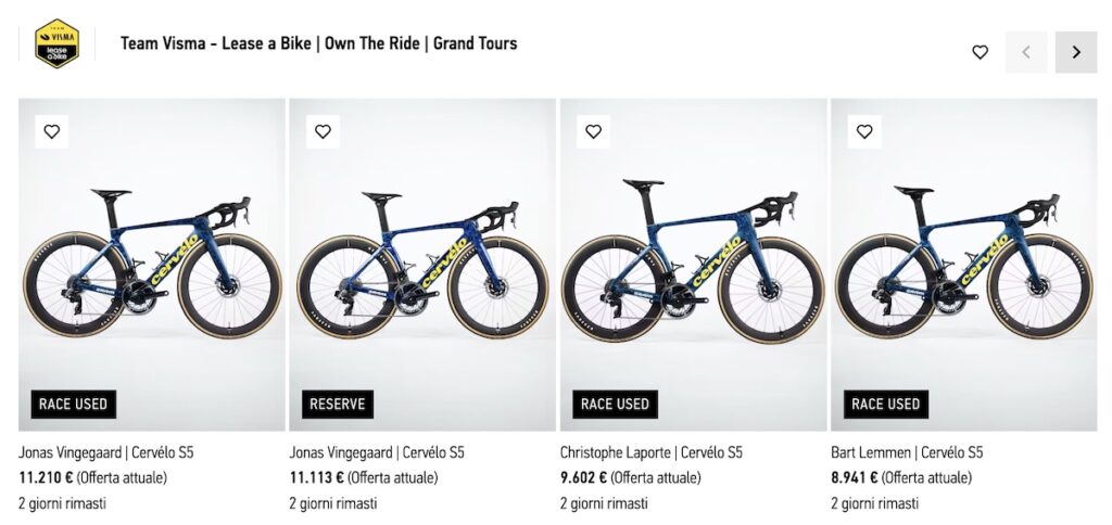 Bici dei pro allasta
