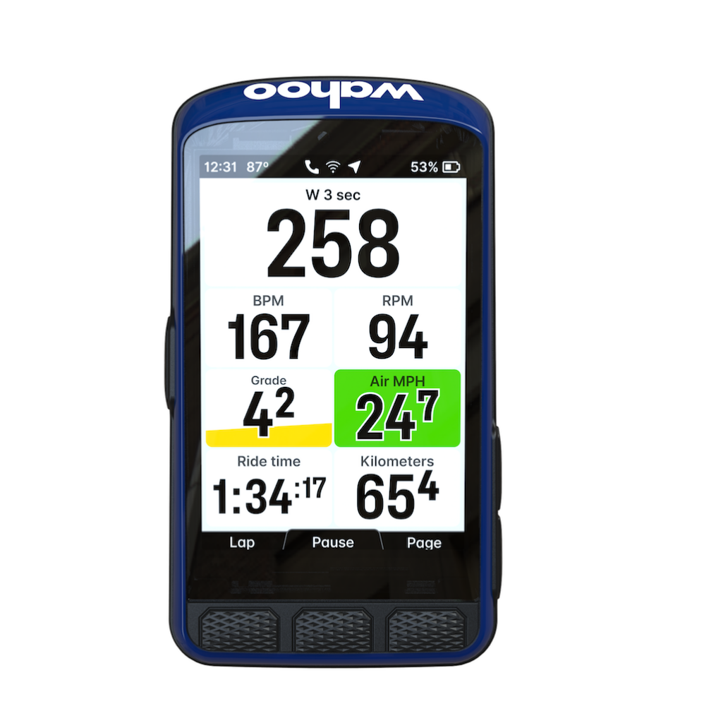 Wahoo ELEMNT ACE WFCC7 Blue Trim Top View v1