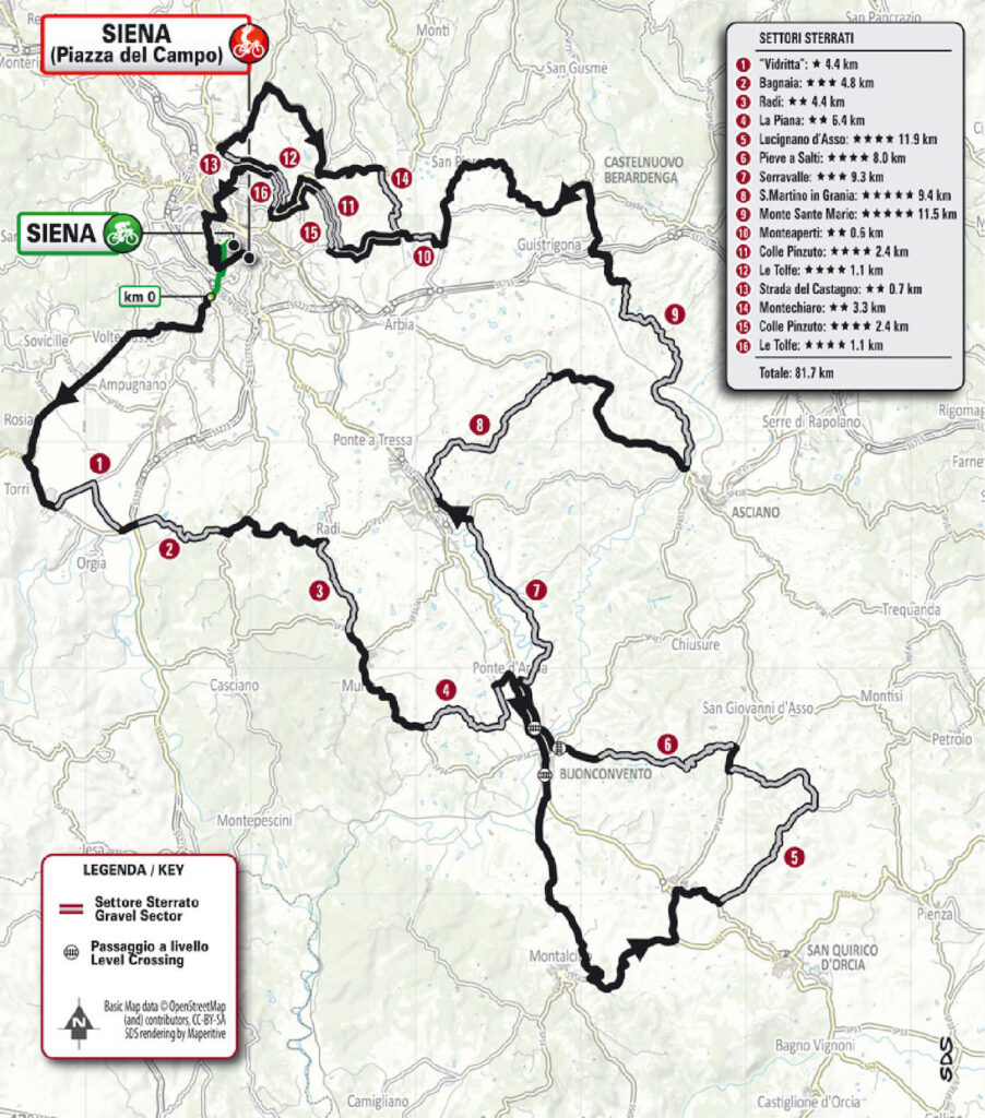 percorso della Strade Bianche 2025
