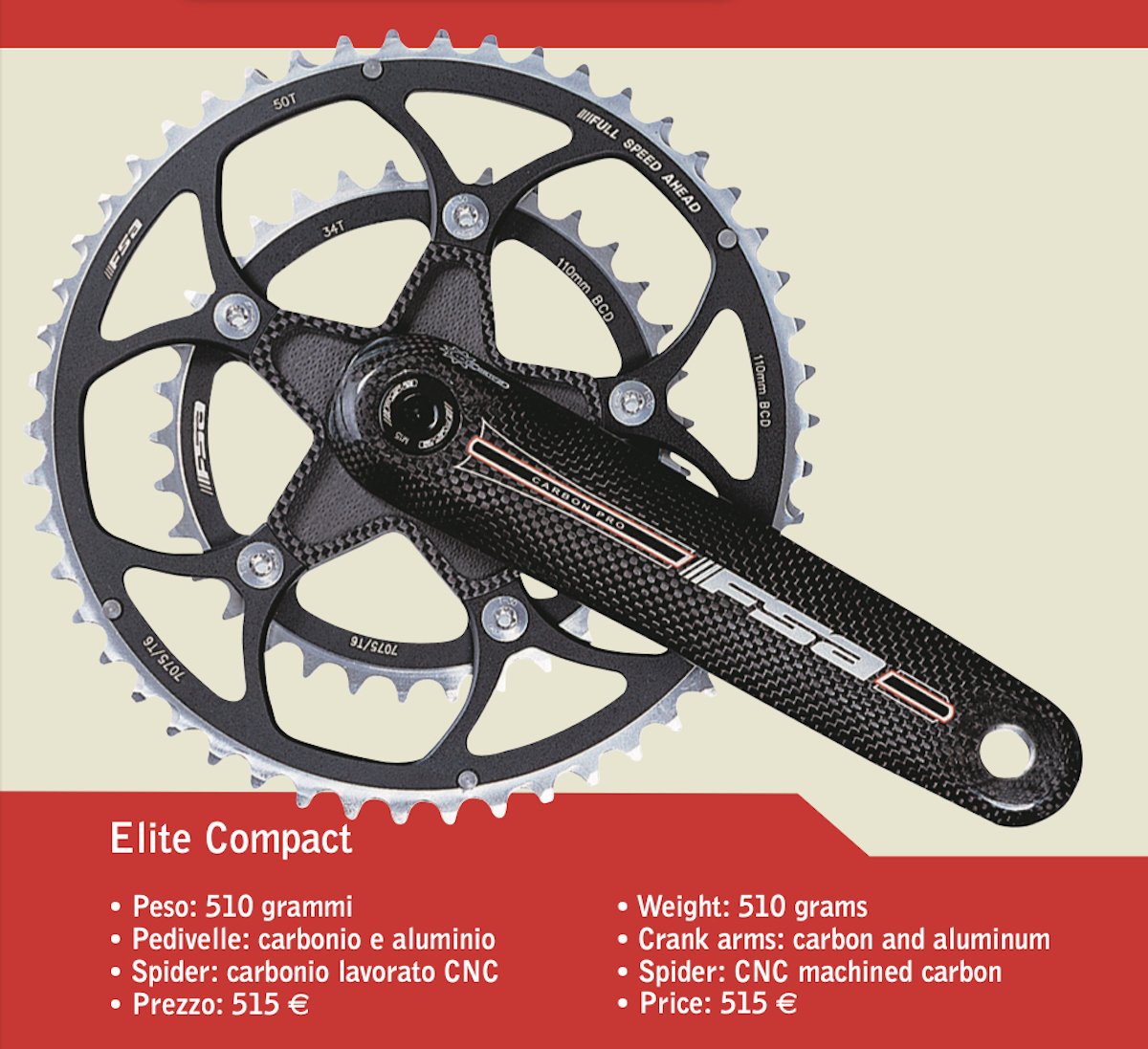 FSA TEMPO GUARNITURA TRIPLA 52/42/30 Perno Quadro 175mm – NUOVA Per Bici Da Corsa, Cicloturismo