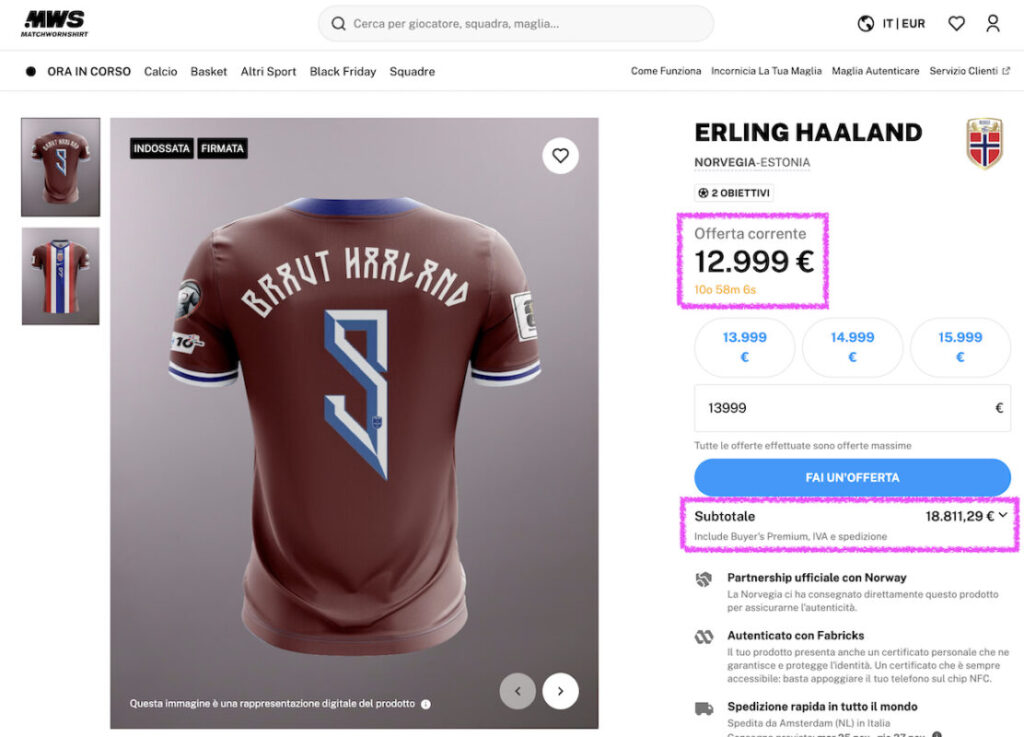Haaland MatchWornShirt