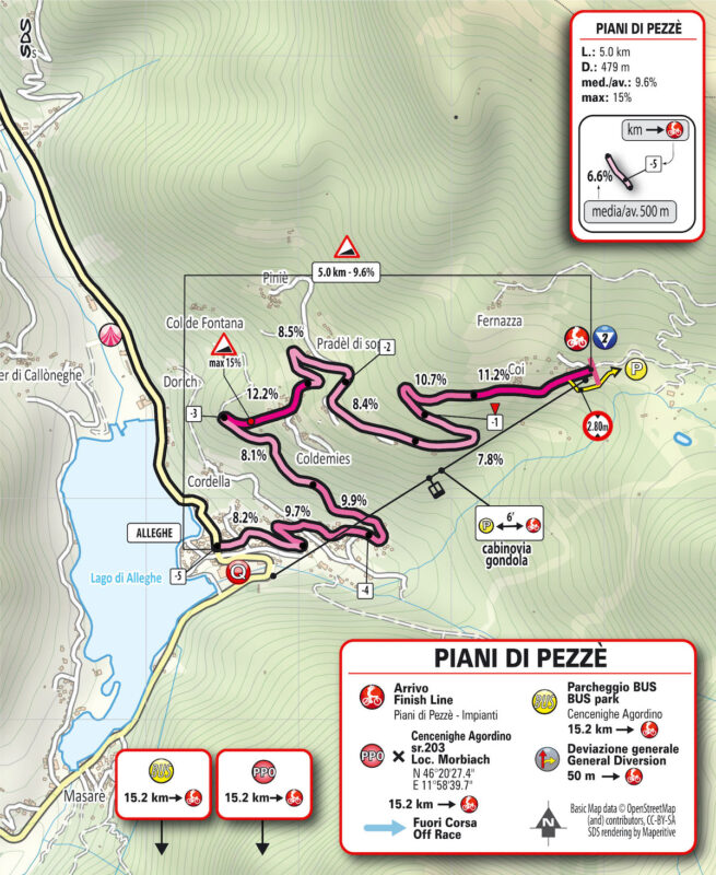 arrivo in salita a Piani di Pezzè