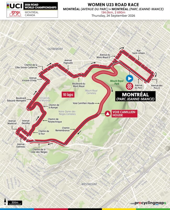 uci wc montreal 2026 rr women u23 map en